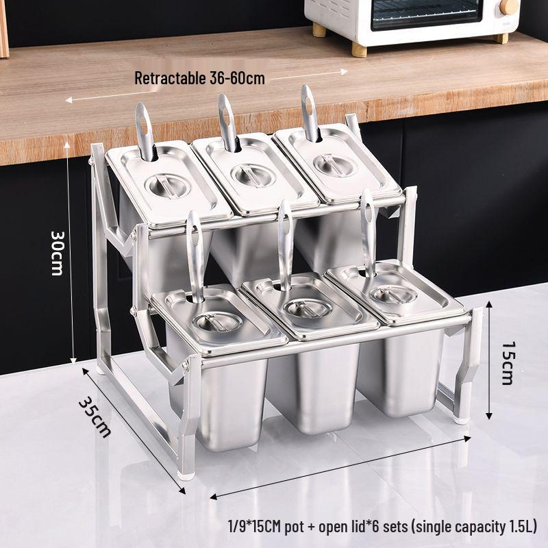 Commercial Stainless Steel Multi-Compartment Condiment Tray Set for Milk Tea Shop