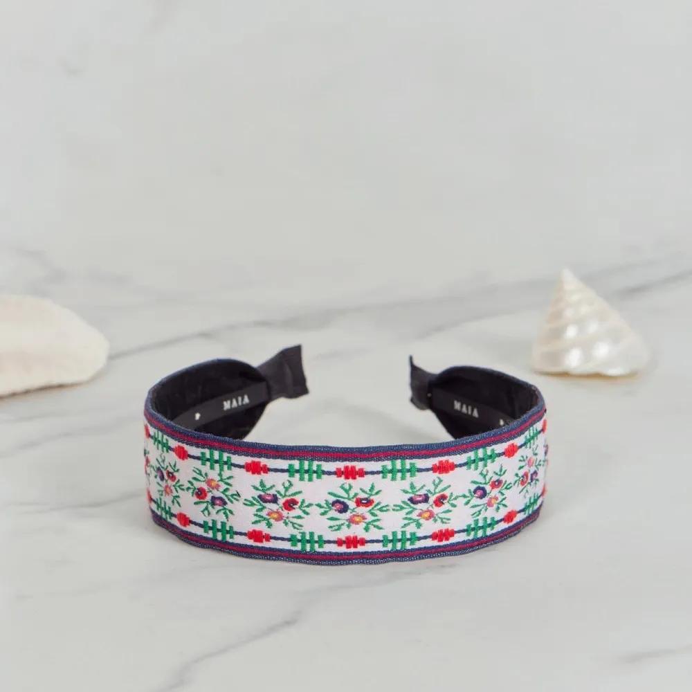 Lara Maia Green Floral Jacquard Hairband Plain White Green MAIAHB046 3306331