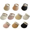 Wide Brim Sun Hat Pearl Decorated Straw Hat Imitation Pearl Beach Hat  UV Protection