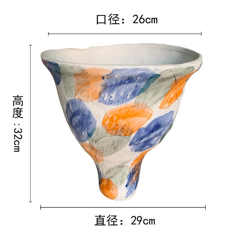 Ceramic Vase Abstract Clay Pot Colorful Graffiti Irregular Shape Flower Arrangement Vase Craft Ornaments Flowerpot Home Decor