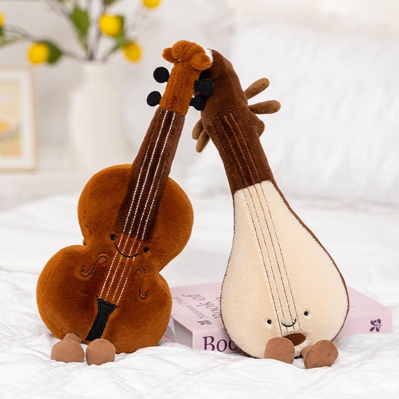 Cute Musical Plush Toys Soft Violin Guitar Pipa Tuning Fork Note Stuffed Doll Instrument Gift For Kid Music Lover Birthday Gifts