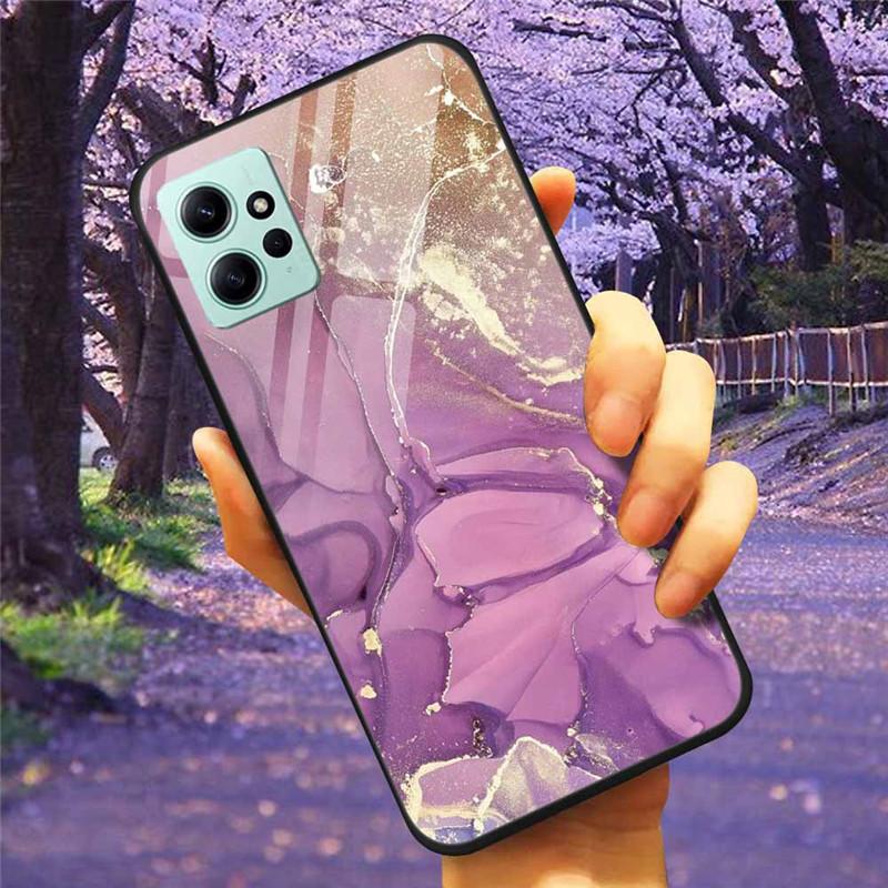 For Xiaomi Redmi Note 12 4G 2023 Case Tempered Glass Starry Marble Hard Back Protective Cover for Redmi NOTE 12 Note12 4G Global