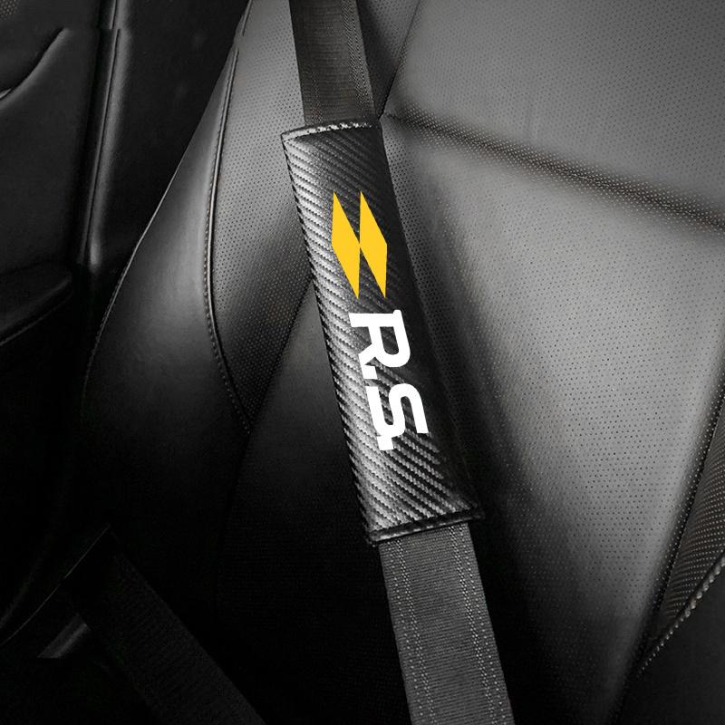 2Pcs Car Seat Belt Leather Safety Belt Shoulder Cover Pad For Renault RS Line Clio 5 Megane Logan Scenic Koleos Sandero Twingo AZG53