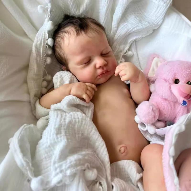 48 CM Soft Silicone Vinyl Asleep Reborn Baby Doll  19inch Newborn Bebe Cute Birthday Gift  Alive  3D Skin Baby Reborn Doll