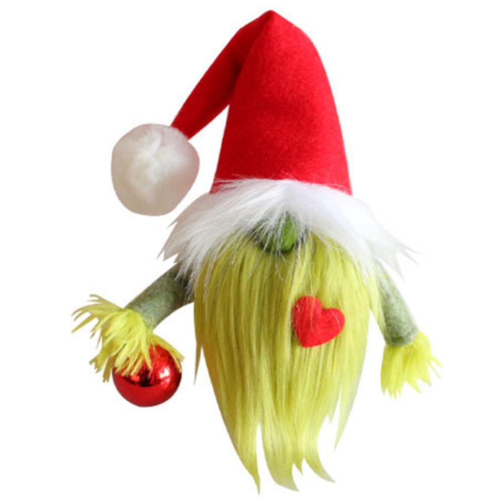 

Christmas Plush Gnome Decor with Red Heart Furry Green Gnome Festival Theme for Home Table Top Decorations зелёный