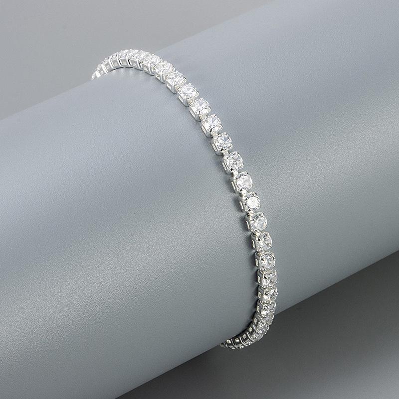 Women's Zircon Bling Hip Hop Bracelet - Electroplated Round Tennis Bangle