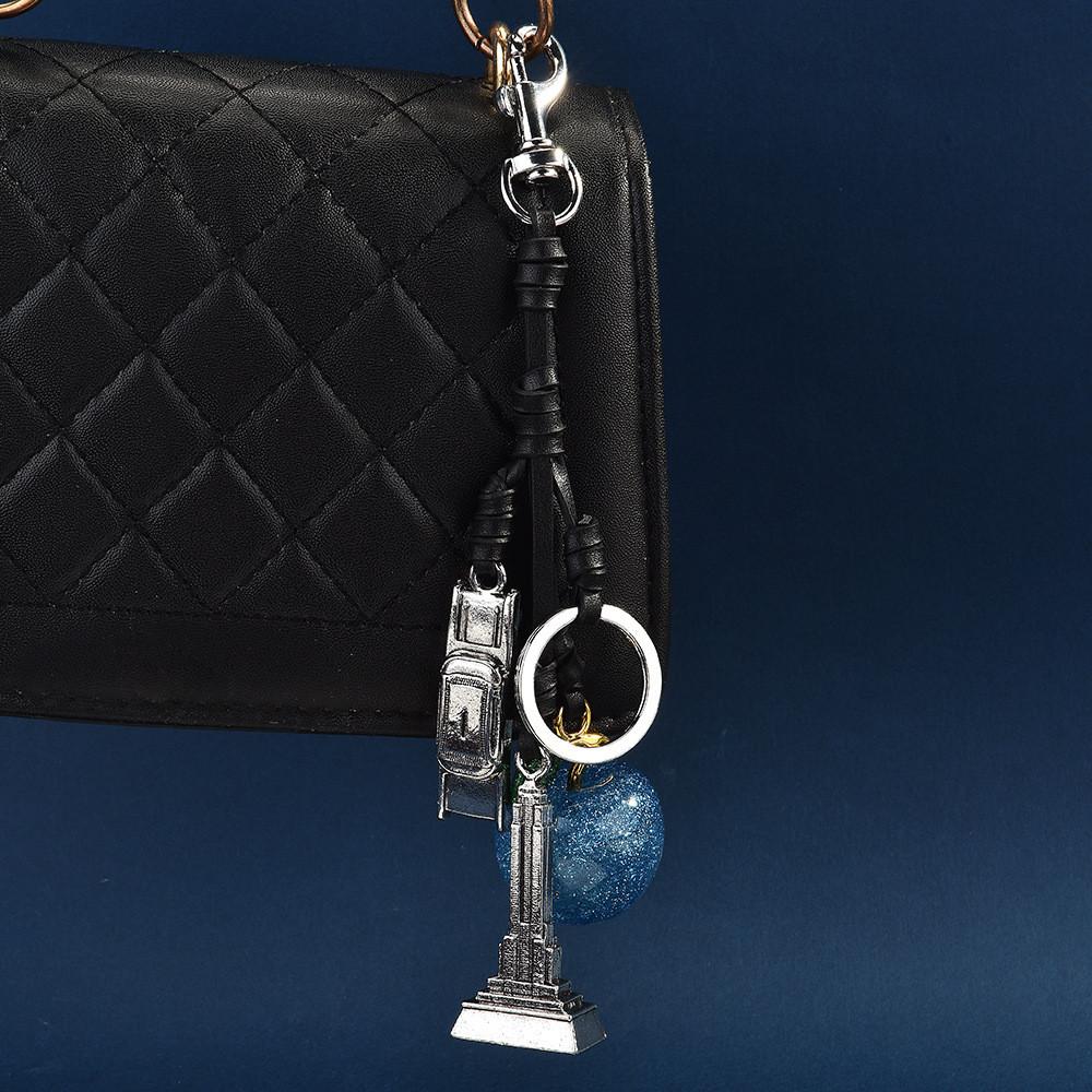 Apple Tower Keychain For Women Car Bag Accessory With Electroplated Metal Finish