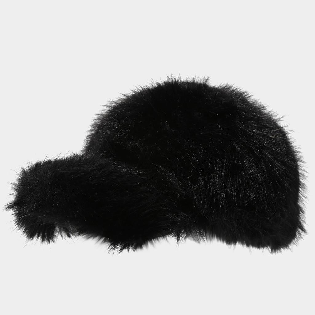 

Winter Simulation Fox Fur Warmth Baseball Cap For Women With Adjustable Fit чёрный