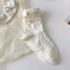 Chaussettes Kawaii pour Femmes Filles Lolita Japonaise Mignonnes Couleur Unie Chaussettes Été Automne Coton Doux Chaussettes en Dentelle pour Bas Féminins