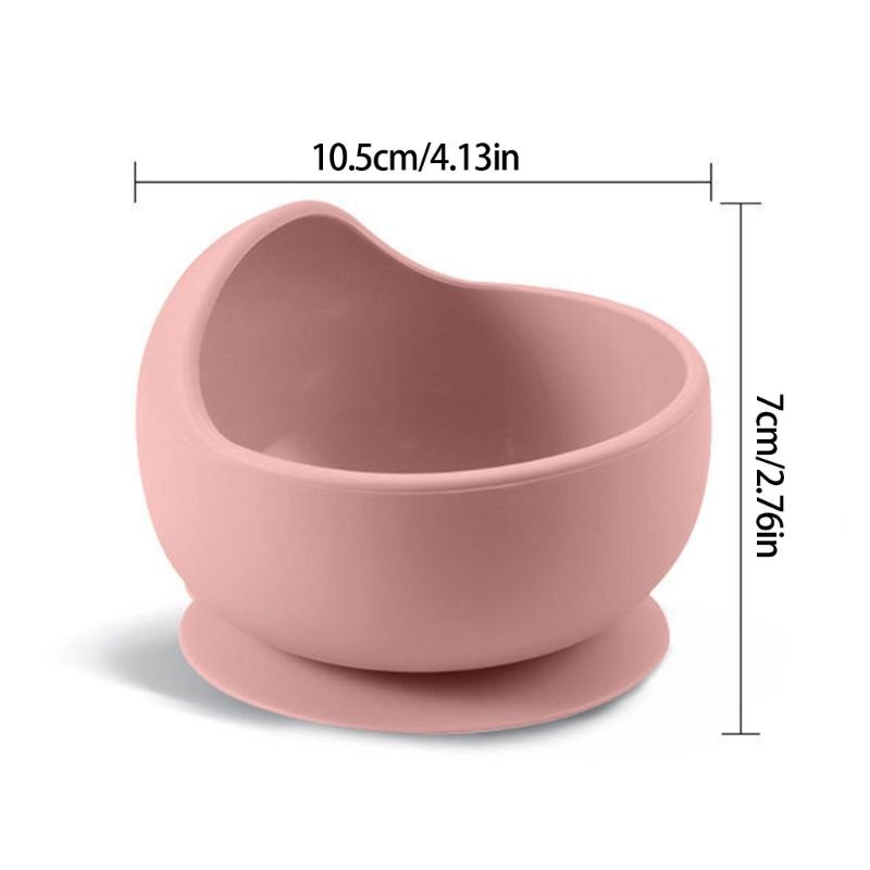 Food Grade Silicone Baby Feeding Bowl Nonslip Suction Cup Heat Resistant Easy Grip Spoon For Newborns Kids