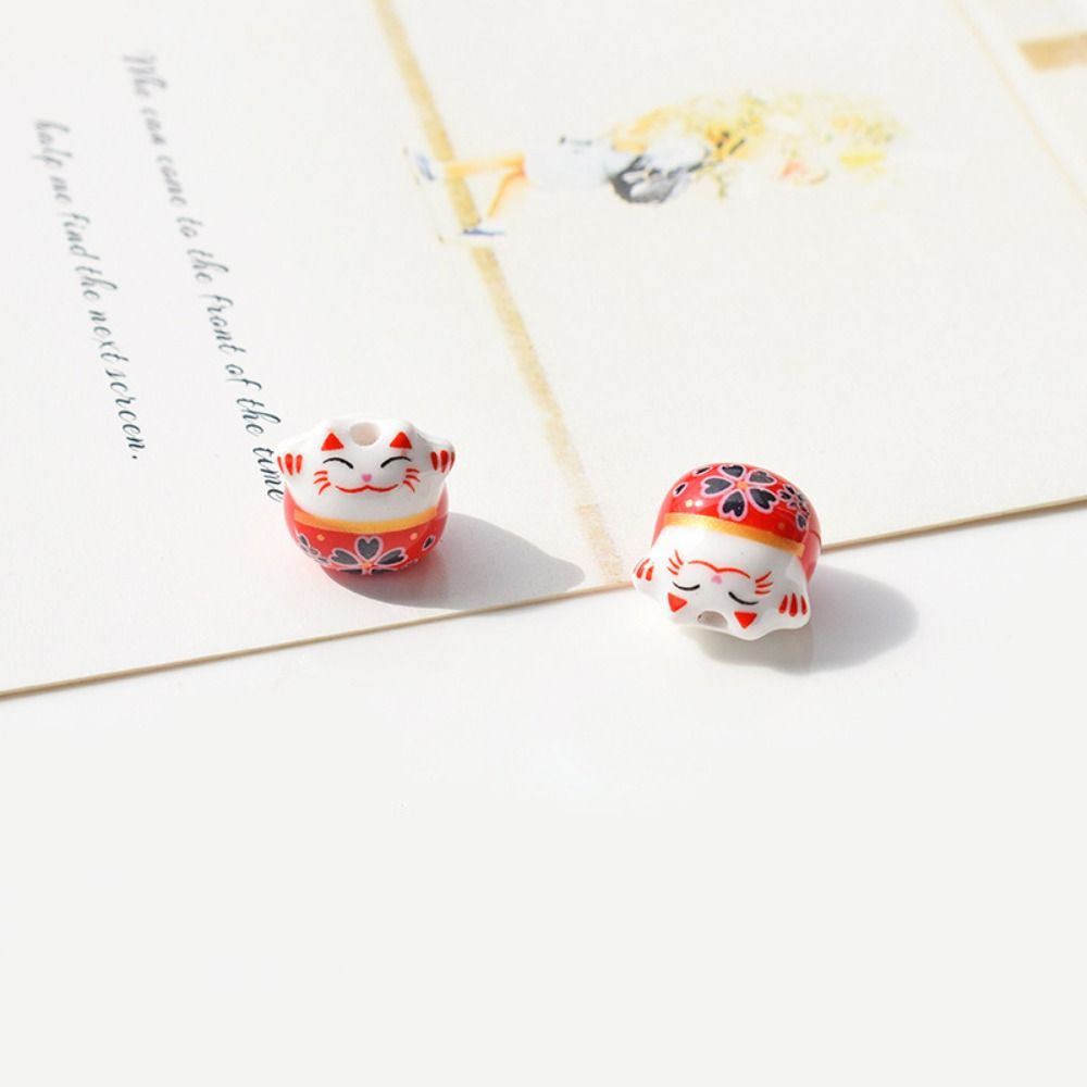 

Отверстие Цветные Изготовление Браслета Свободные Бусины Керамические Бусины Бусины Кошка Удачи Аксессуар для Брелока красный