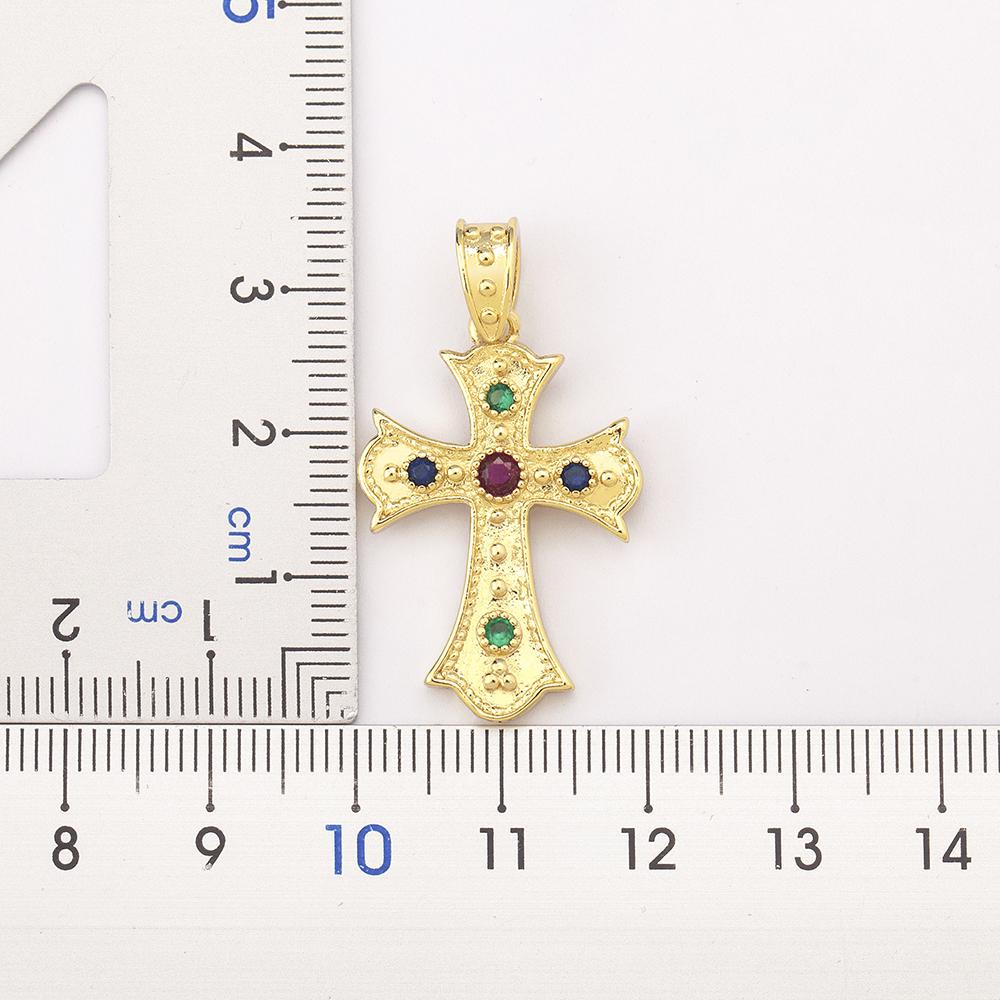 Nidin New Fashion Colorful Delicate Zircon Cross Pendant Necklace For Male And Female Couples Jewelry Party Daily Gifts