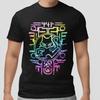 Neon Tribal Cat Symbol Graphic Tee Cyberpunk Streetwear Glow Print T-Shirt