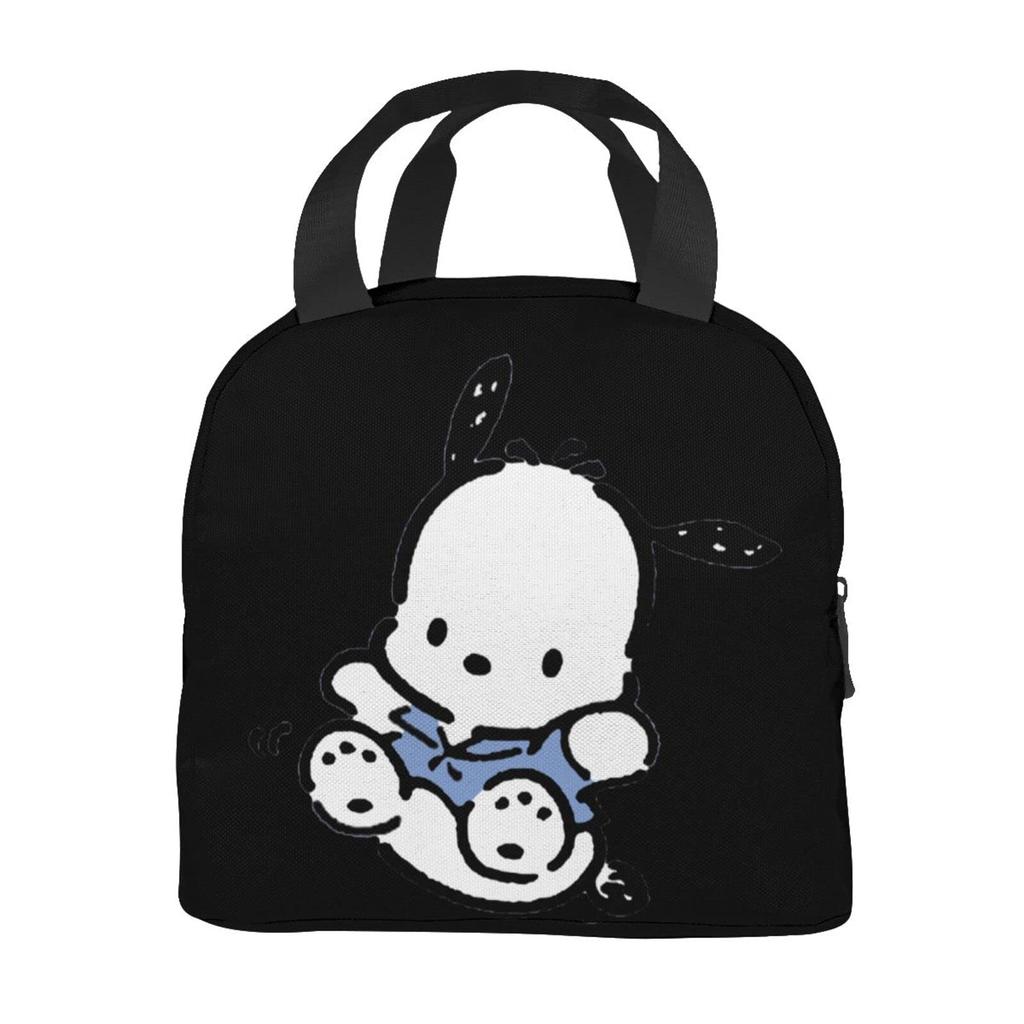 Pochakko Insulated Lunch Bag with Clasp Bento Cooler Bag with Soft Cooler Bag Closure, Black, Box, Insulated, Zipper, Compact, Bag, Tote/Eco