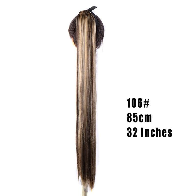 80CM Super Long Straingt Drastring Ponytail Synthetic Hair Extensions Black Brown Pony Tail Heat Resistant Fiber KTB