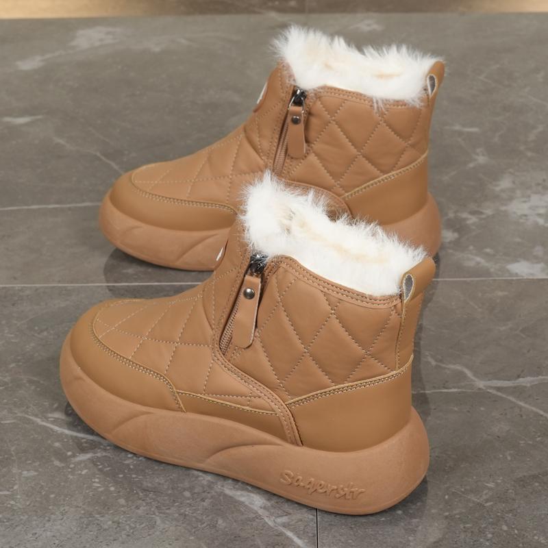34-42 Winter Women's Large Fashion Plus Velvet Warm Thick Bottom Height Boosting High Top Cotton Shoes Snow Boots Midsole Women's Boots