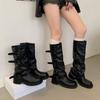 Cowhide version~ retro thick-soled pants boots women's 2025 new niche design boots pleated stacking boots boots boots