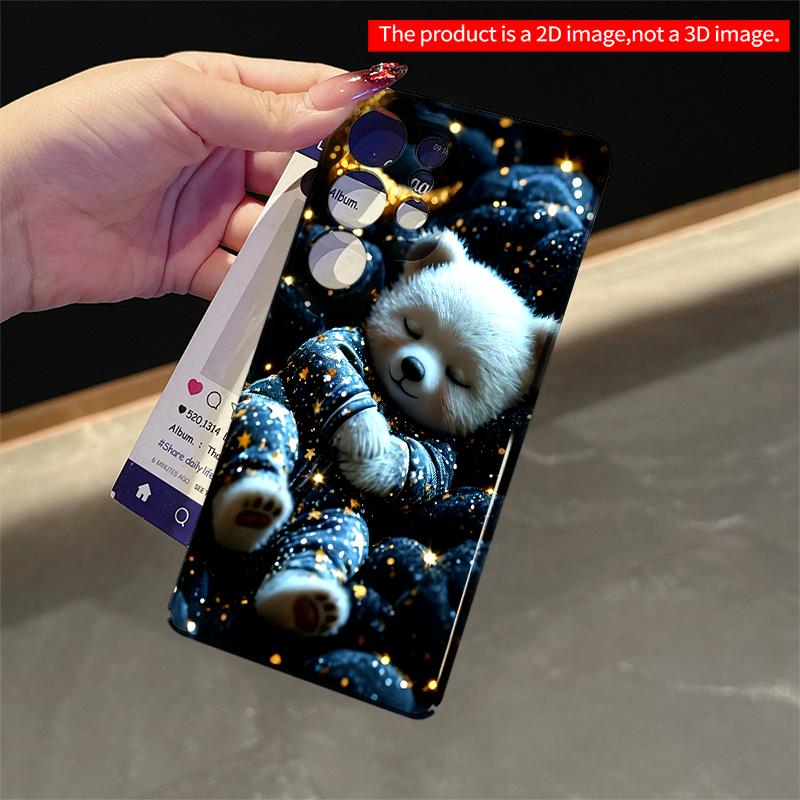 2DFlat Samsung phone case Sleeping Bear in Starry Night Applicable to Galaxy S22 S23 S24 S25ULTRA S26 A12 A13 A14 A15 A16