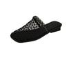 New Style of Flat-bottomed Flip-flops with Woven Shoes Toe Coverings and Half Slippers