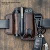 Leder EDC Werkzeugtasche Outdoor Taktischer Taschenlampenhalter Hüfttasche für Camping Wandern Survival