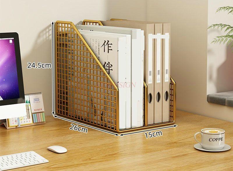 1pcs Office desk storage rack, metal file rack, file storage rack, office supplies file storage box, desktop bookshelf