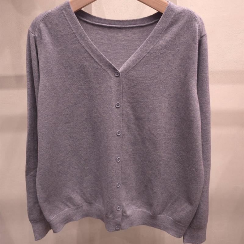 [Shop  ] Women S V Neck Plain baSic Spring Knit Cardigan 21dS Wcd 5166 Gray