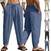 Men's Casual Pants Plus Size Breathable Wide Leg Lantern Trousers Comfortable Loose Fit Black XL