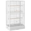 Bird Cage with Removable Tray and Perches, Parrot Aviary, 61x36.5x98 cm, White