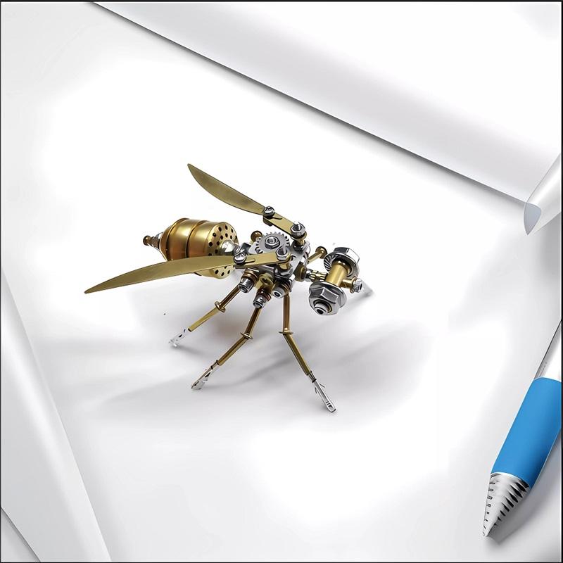 Biene & Wespe 3D Metallpuzzle - Künstlerisches Insektenmodell, Herausforderndes Handgefertigtes Geschenk für Heimdekoration oder Schreibtischzubehör