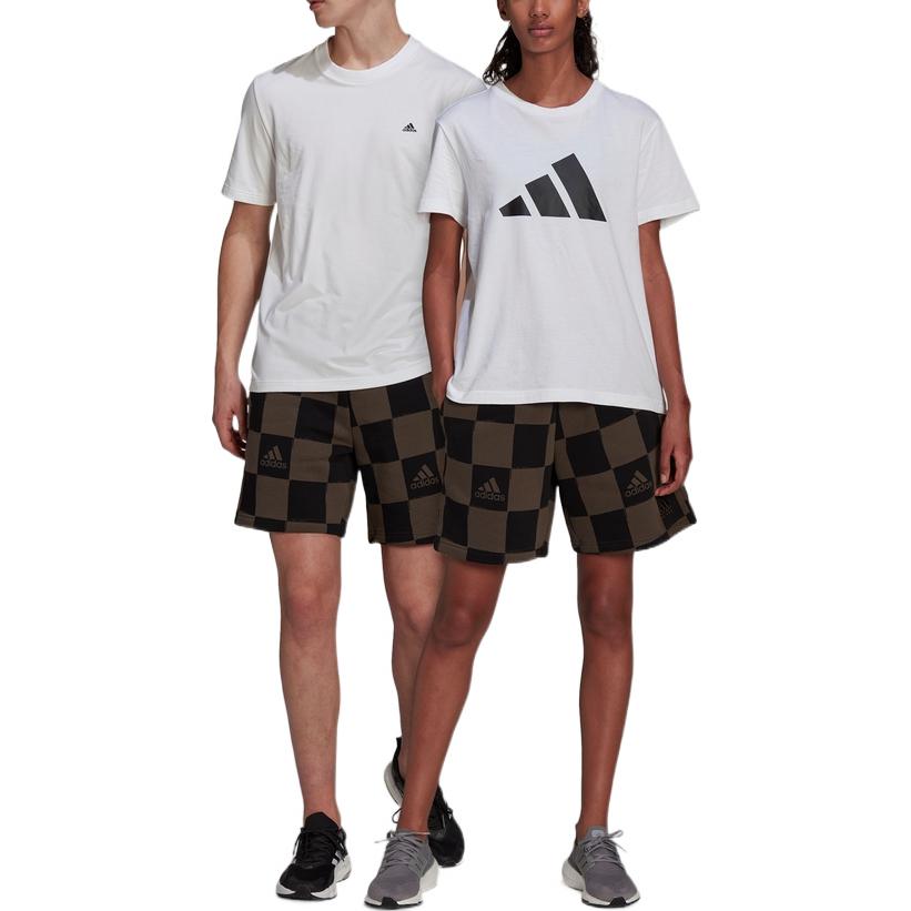 adidas Checkered Casual Sports Shorts Unisex Bottoms Brown Black HU0299