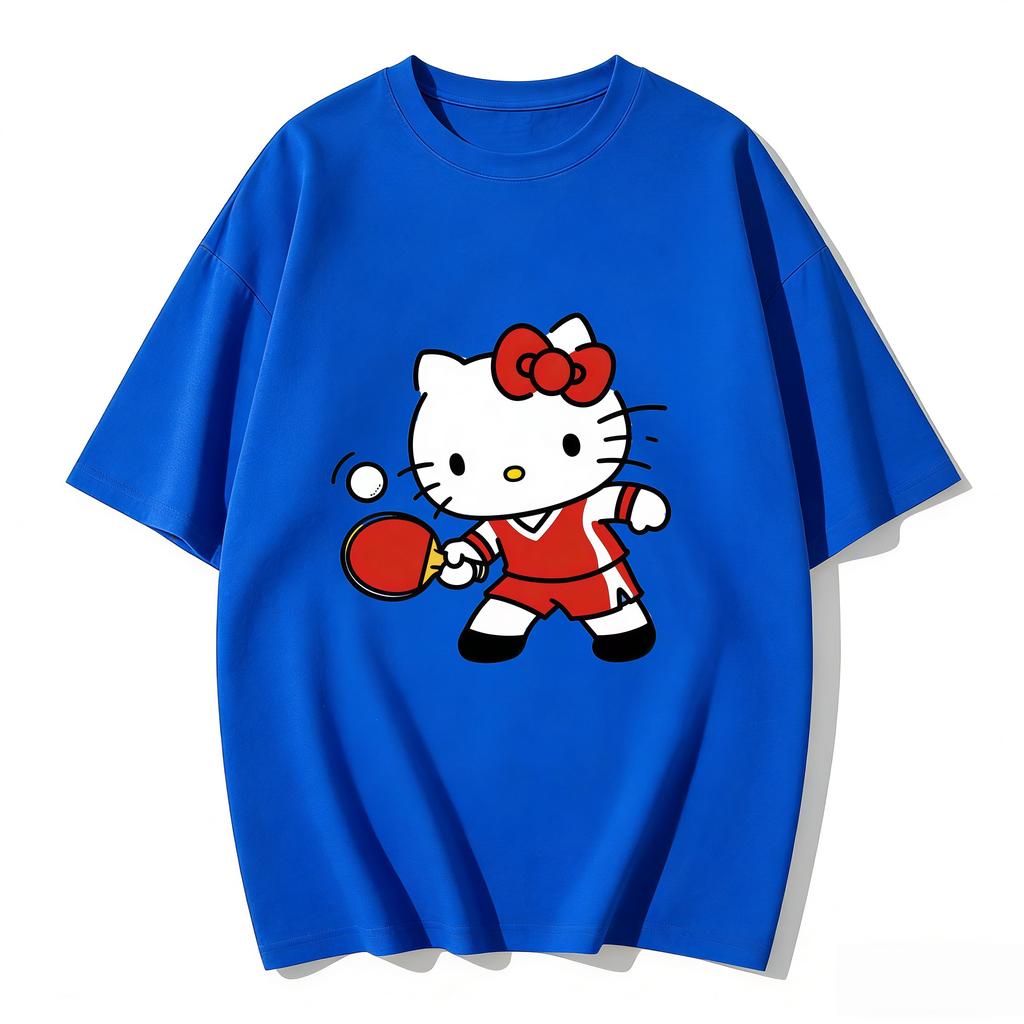2026 Hello Kitty Cartoon Printed Short Sleeve Summer Cotton Tshirt Womens Family Matching Outfits Tops Tee Highquality Tees