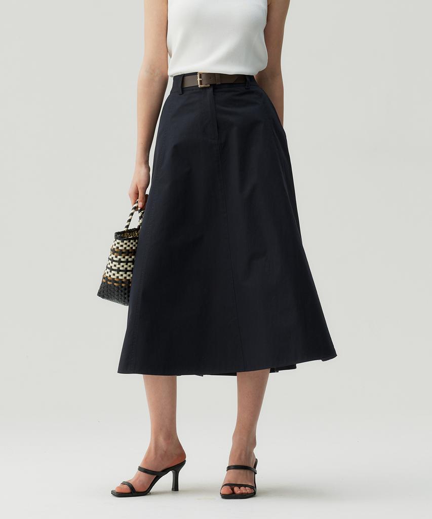 Mind Bridge Woman [W] Semi A-Line Belted Skirt - 2 Colors