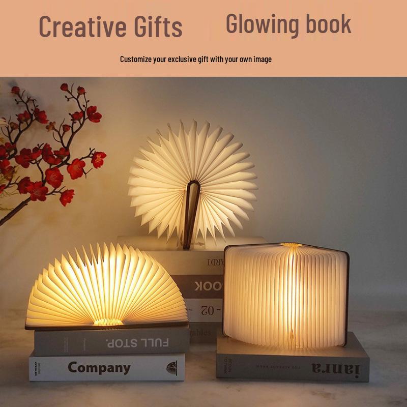 Creative USB Rechargeable Folding Book Night Light - Cultural Gift & Bedside Lamp