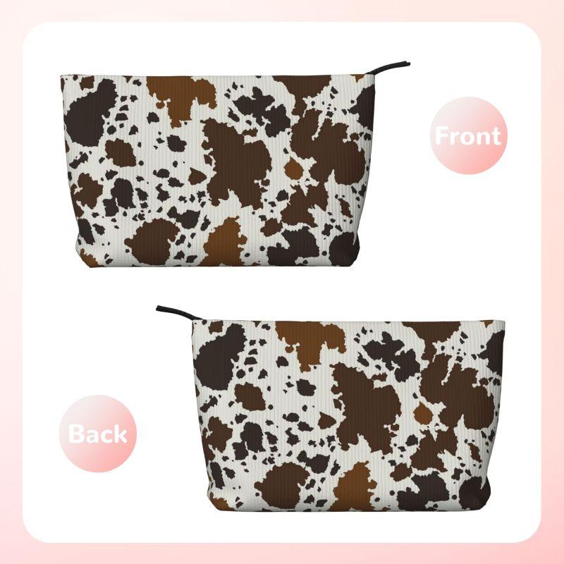 Trousse de toilette imprimé vache marron pour femmes Organiseur de maquillage et cosmétiques Rangement beauté pour dames Dopp Kit
