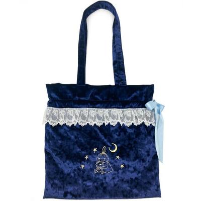 Moomin Lace Velour Drawstring Tote Star Navy & Bag, Pattern,