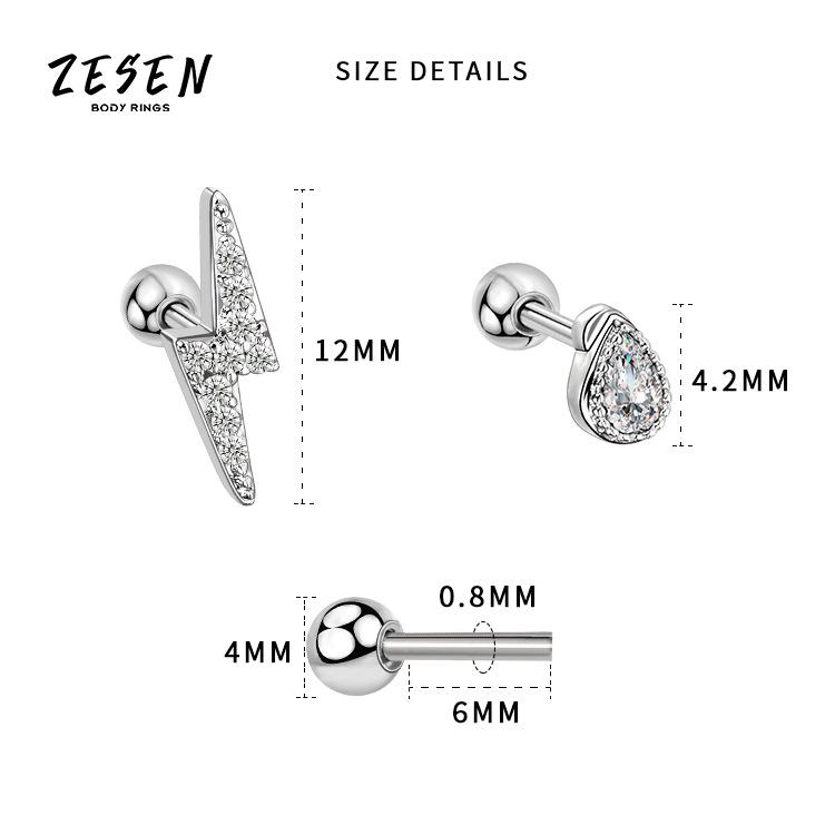 European-American Style Rhinestone Lightning Stud Earrings