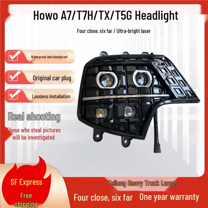 

Compatible LED Headlight Assembly for Sinotruk Howo T7H T5G/A7 Models Right Side with Four Near and Six Far