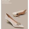 Bridal Shoes Women 2026 New French Rhinestone Pointed Toe Kitten Heel