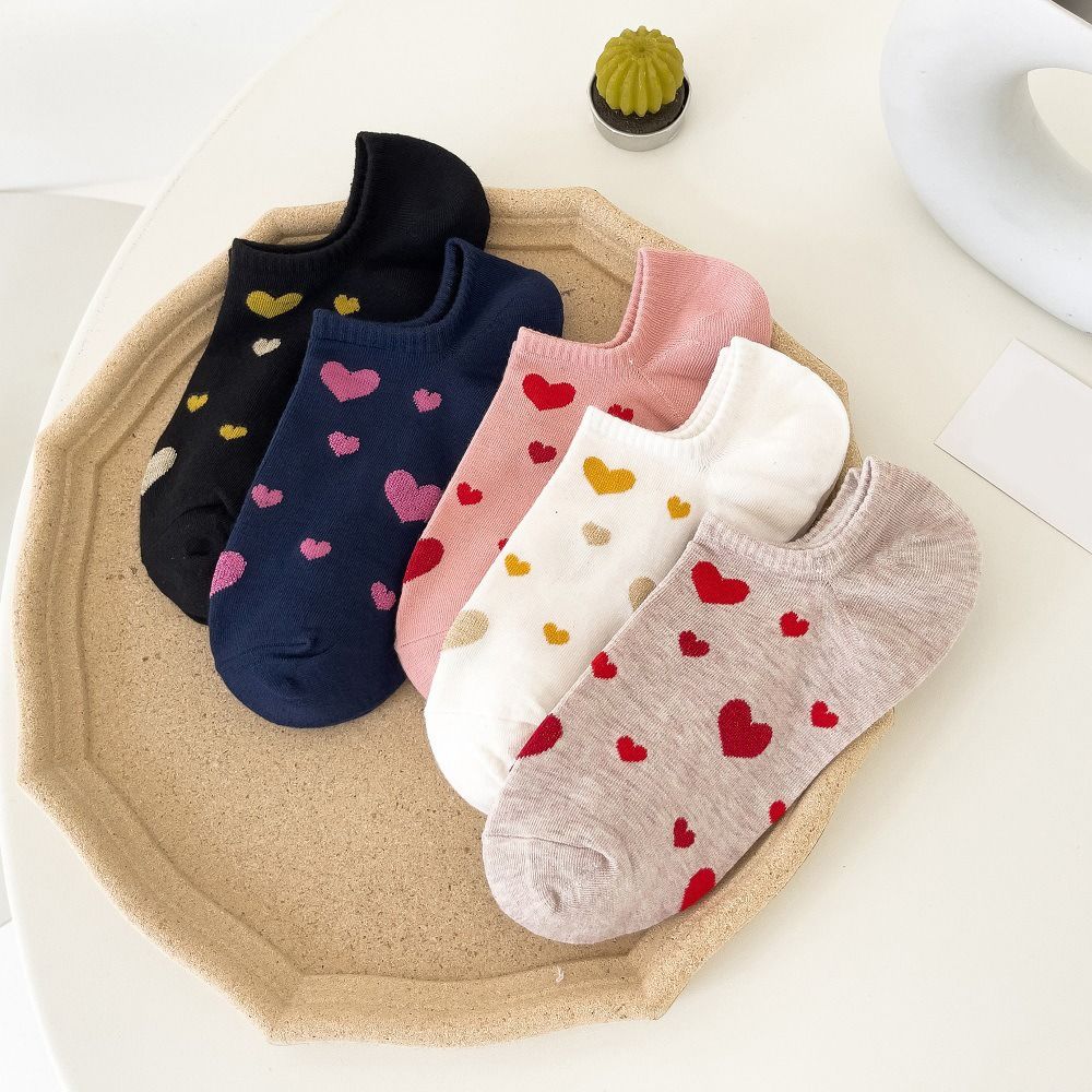 5 Paare Baumwolle Liebe Kurze Socken Hamburger Damen Socken Koreanischer Stil Blume Boot Knöchelsocken Sport