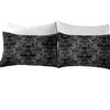 Black Flower Skull Quilt Set Three-Piece High Definition Digital Printing Duvet Set