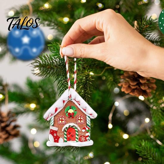 Indoor Christmas Party Decorations 24/36Pcs Gingerbread House Ornaments, Wooden Xmas Tree Decor with Rope, Gift Tags Hanging Ornaments for Holiday New