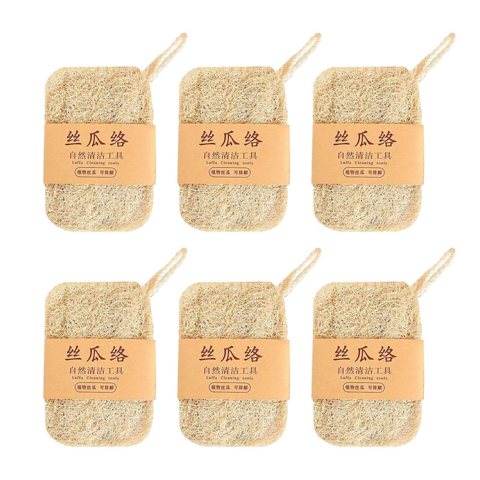 6PCS Dishwashing Brush Natural Loofah Sponge Efficient Dish Cleaner Scrubber For Sinks Countertops Kitchen Cleaning 1