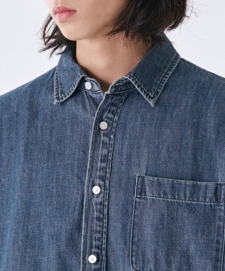 MUSINSA STANDARD Oversized Short Sleeve Denim Shirt [Medium Indigo]