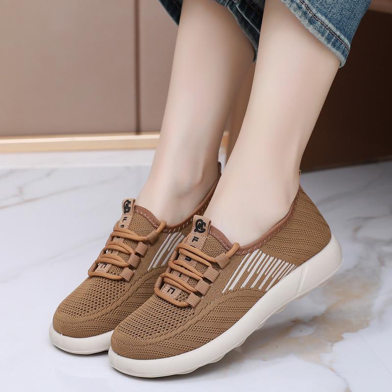 2025 Summer New Women's Traditional Cloth Shoes High Elastic Knitted Casual Walking Shoes Lightweight Travel Footwea
