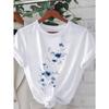 European Size 2026 New Summer Women's Elegant Blue Floral Print Short Sleeve Fashion Personality Casual Comfortable Figure-Flattering Ice Fabric