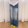 Women's Plus Size High Waist Retro Flare Jeans - Fat MM, Loose Fit, Pear Shape, Slimming Straight Leg, Long Pants for Spring