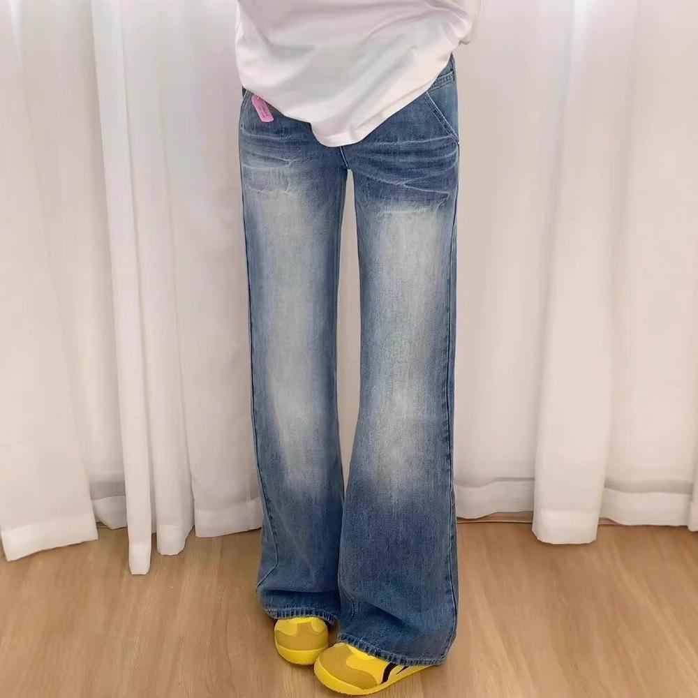 Women's Plus Size High Waist Retro Flare Jeans - Fat MM, Loose Fit, Pear Shape, Slimming Straight Leg, Long Pants for Spring
