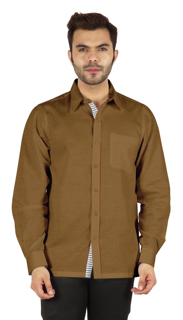 BestMan Formal Classic Button Down Cotton Shirts Inner Contrast Regular Fit Office Shirt For