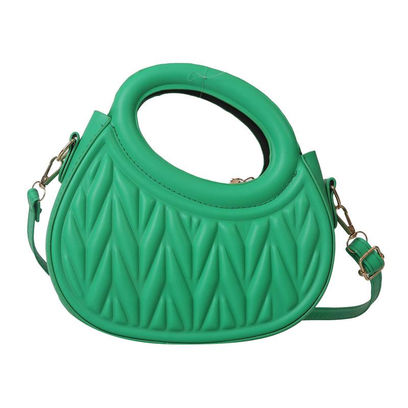 

Folded bag women s 2024 new texture fashion crescent bag trendy with niche portable shoulder messenger bag зелений