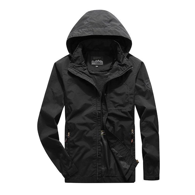 Spring and Autumn Thin Jacket Men's Outdoor Sports Casual Hooded Jacket Men's Mountaineering Suit Large Size Windbreaker Jacket